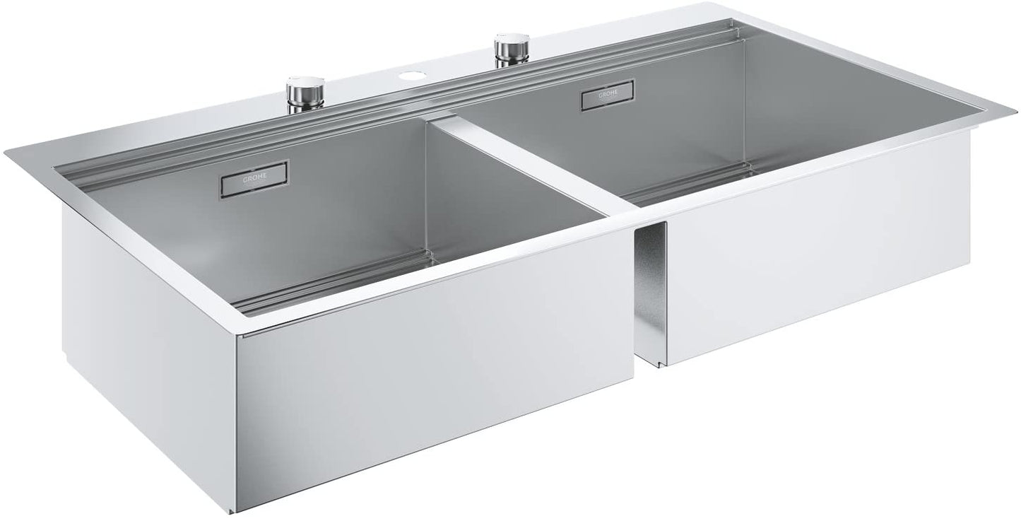 Grohe 31552SD0í«ÌÎ_K200í«ÌÎ_| Kitchen Stainless Steel Sink with Drain Board, Stainless Steel