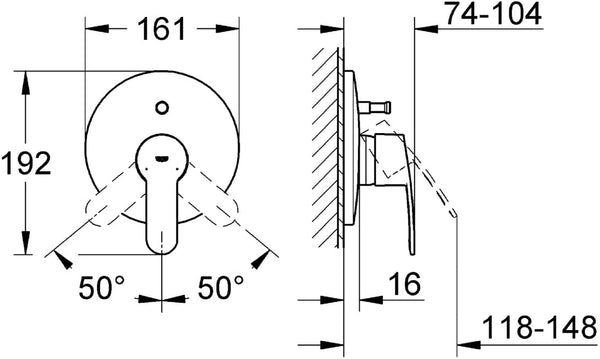 GROHE 19507002 Eurostyle Cosmopolitan Single-Lever Shower Mixer Trim