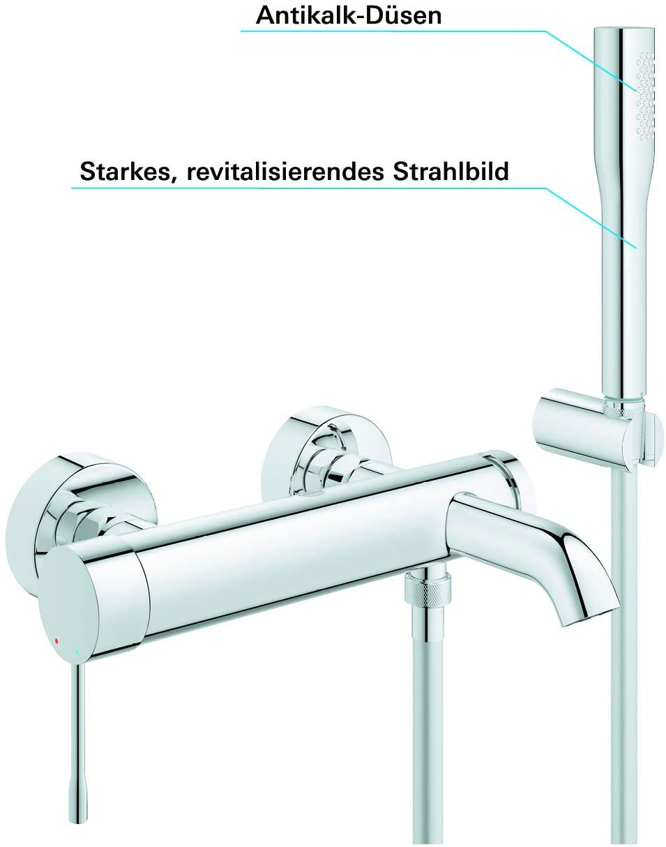 GROHE Essence Wall-Mounted Shower Tap, Integrated Non-Return Valve