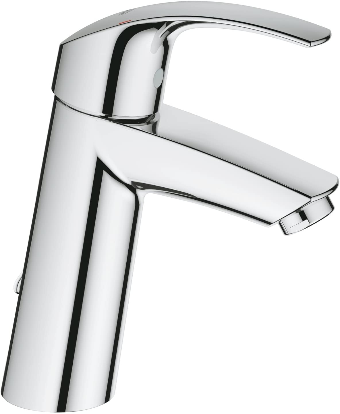 GROHE 23323001 Eurosmart Basin Tap with Retractable Chain, Medium High Spout
