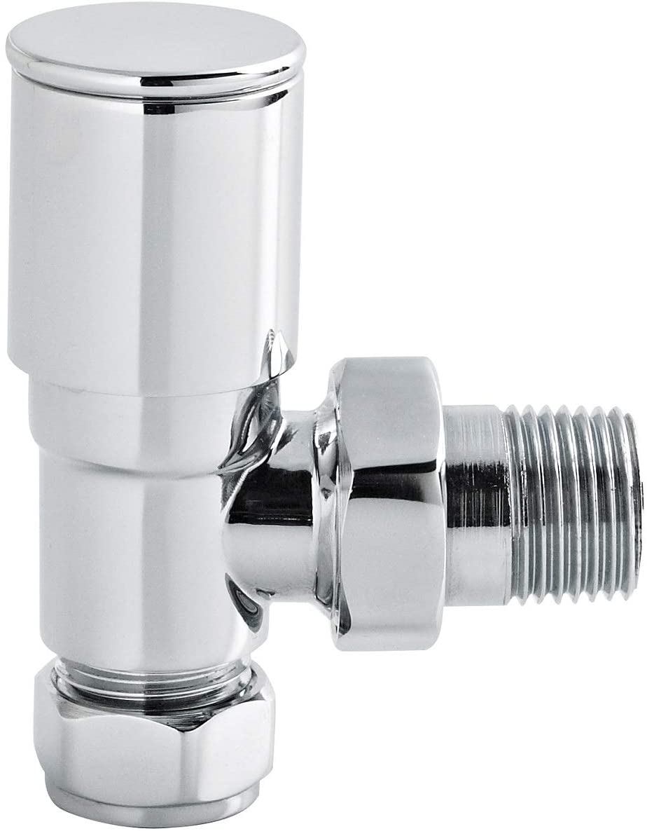 NUIE RV002 | Modern Bathroom Angled Radiator Valve | 82mm x 26mm | Chrome