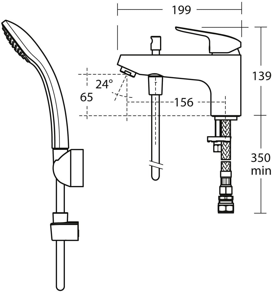 Ideal Standard B1960AA Ceraflex 1 tap Hole Bath Shower Mixer, Chrome