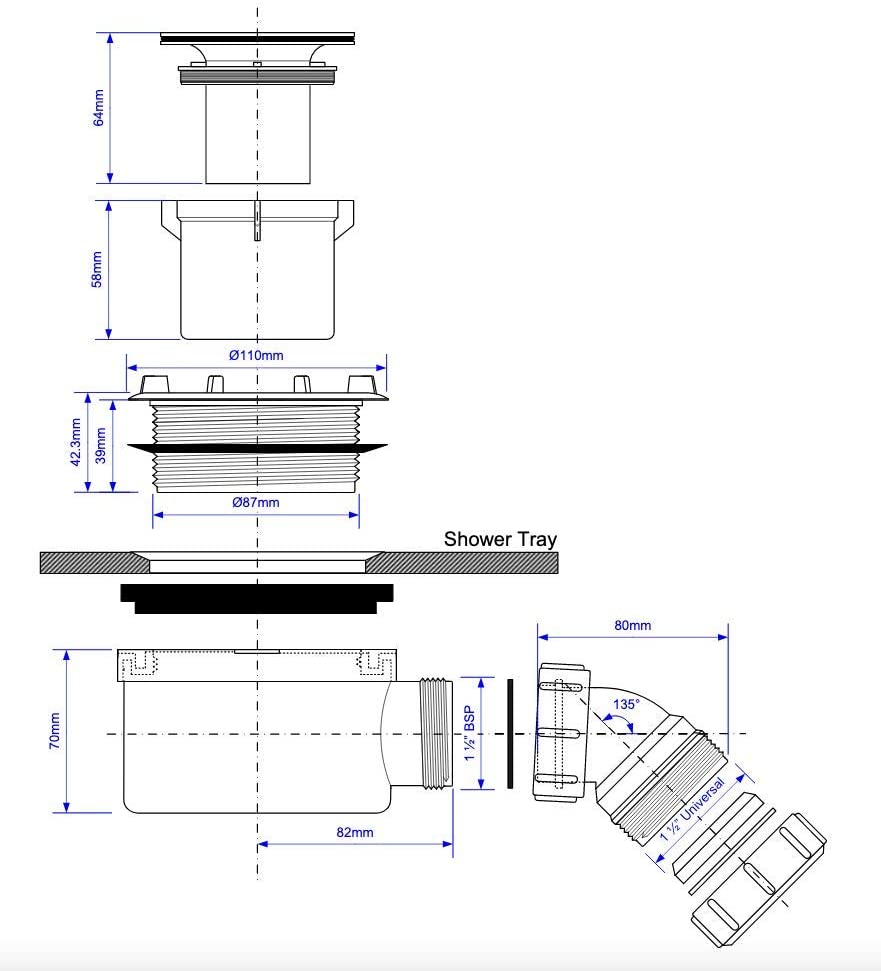 McAlpine 1̴_" Trap Body for Tile Drain ST90-70B