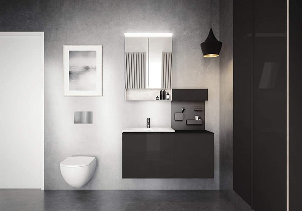 Geberit Acanto Vanity unit Compact 500615, 740x535x416mm, Colour (front/body): glass white/white high gloss lacquered - 500.615.01.2