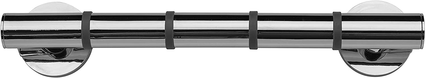 Croydex Grab N Grip steel Core chrome Concealed Screw Straight Grab bar with Soft Ribbed Grip 12 In. x 1.2 In