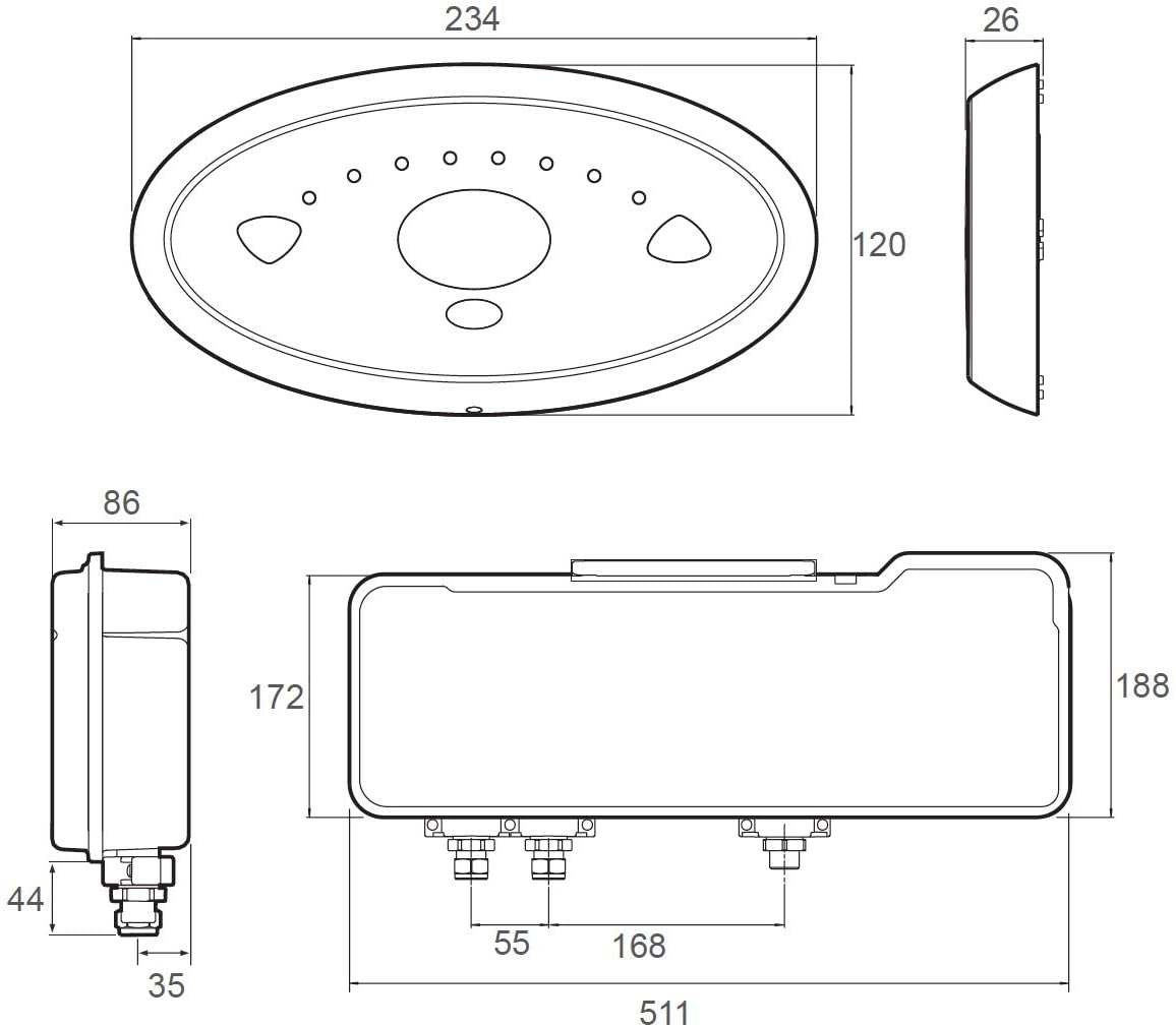Rada 1.1503.702 Sense W KIT T3-WASHBASIN Digital Mixer/Accessories, Chrome/Grey