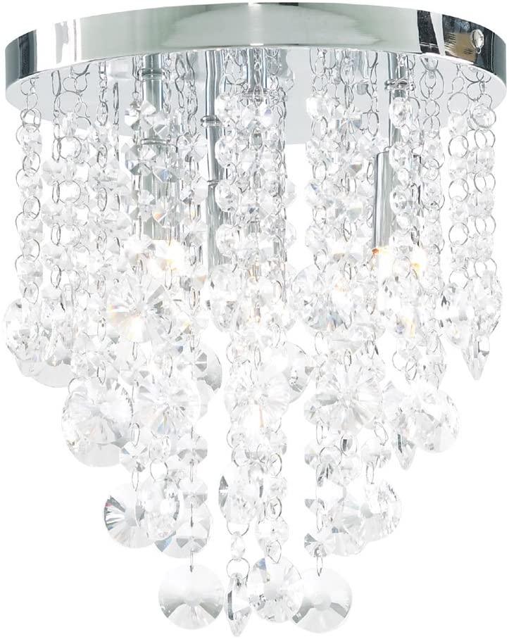 SPA CELESTE 26 cm Iris Flush 4lt (IP44) Chrome & Clear Glass Bathroom Light