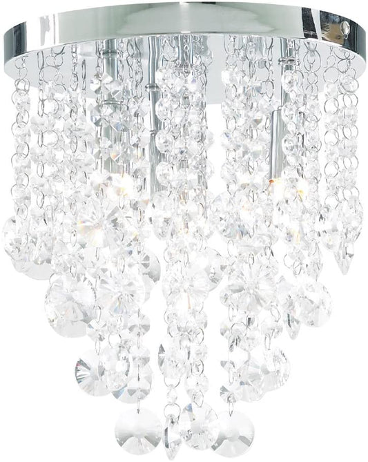 SPA CELESTE 26 cm Iris Flush 4lt (IP44) Chrome & Clear Glass Bathroom Light