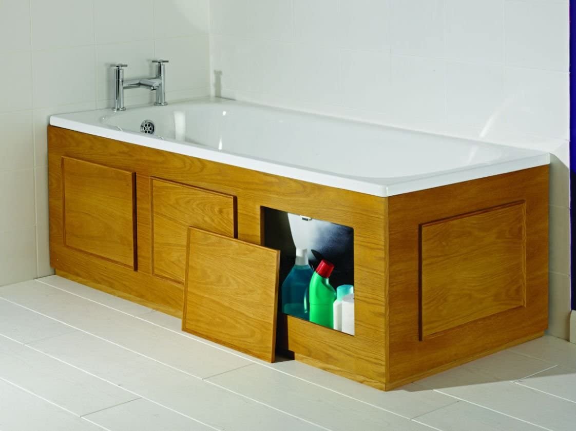 Croydex Height Adjustable 50-57.5 cm Kingston Oak Veneer Storage Bath Panel, 169 cm