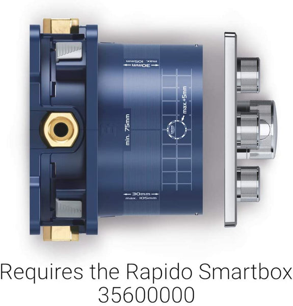 GROHE Grohtherm SmartControl Thermostat with three shut-off valves, round wall rosette, colour: hard graphite brushed - 29121AL0