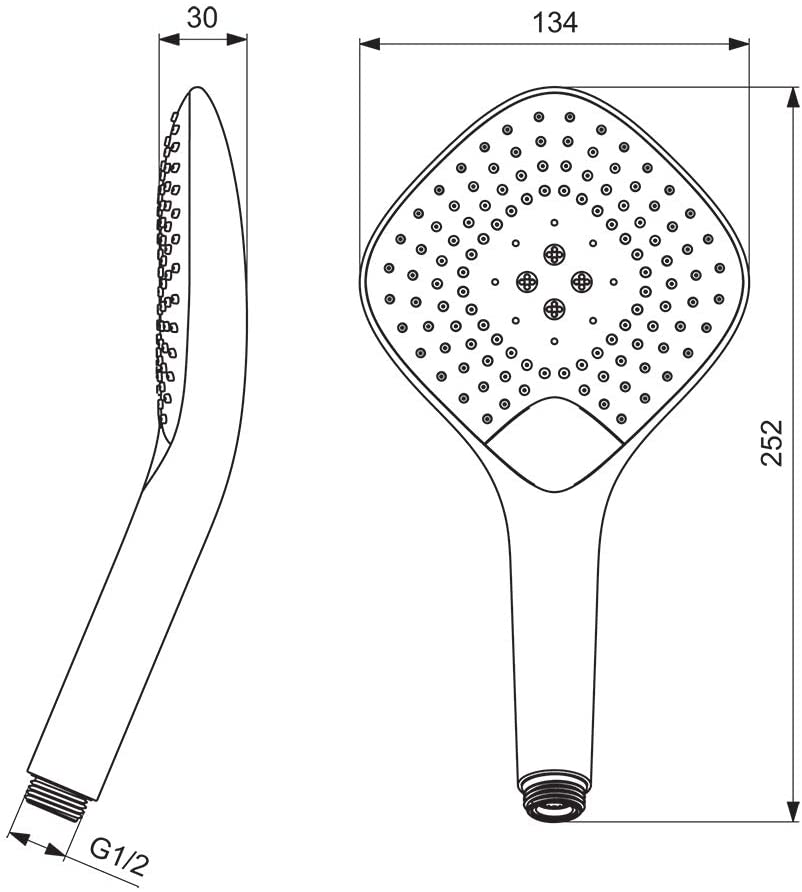 Ideal Standard B1764AA Idealrain EVO Jet Diamond Shower Rod with 3 Function Hand Held - 900mm Wall Pole, Chrome