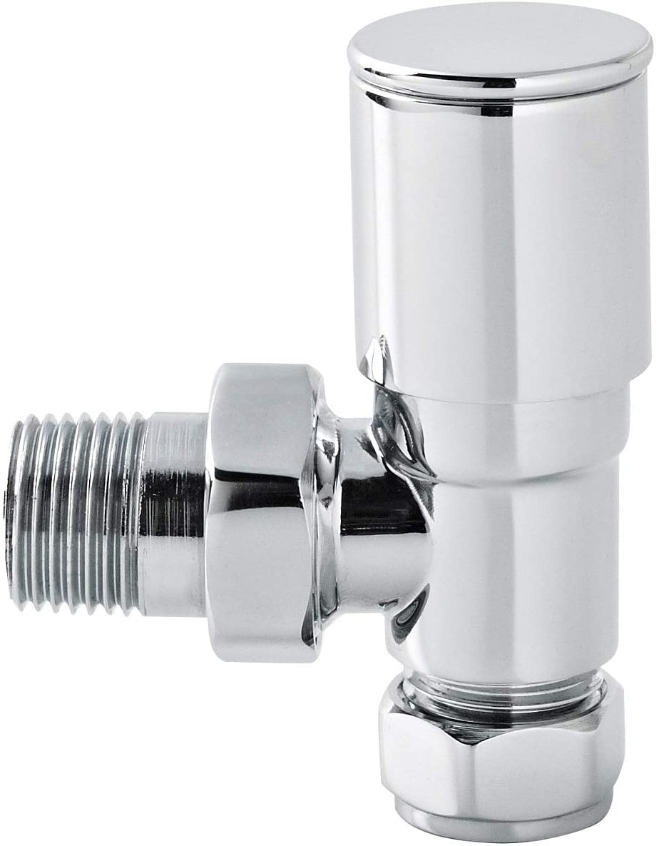 NUIE RV002 | Modern Bathroom Angled Radiator Valve | 82mm x 26mm | Chrome
