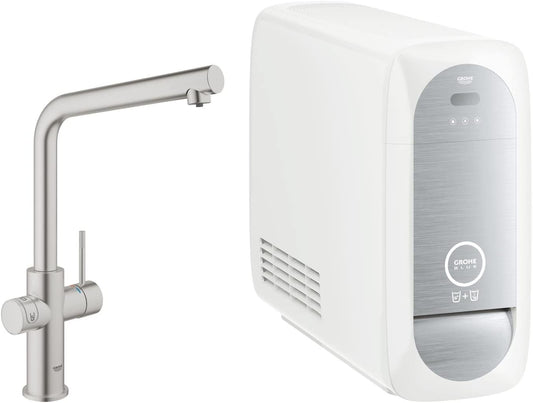 GROHE 31454DC0 High L-Spout Blue Home Duo Starter Kit - Stainless Steel (2-Piece)