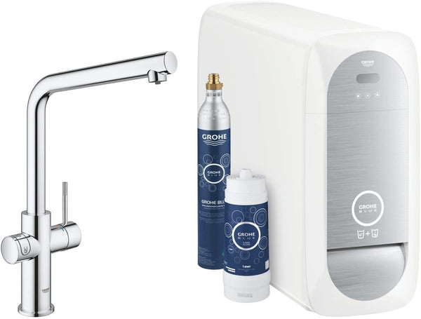 Grohe L-Spout Blue Home Duo Starter Kit - Chrome - 31454001