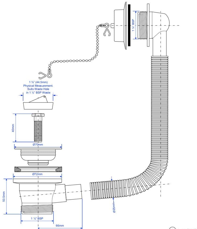 McAlpine 1̴_" Bath Combined Waste and Overflow FBW2PW