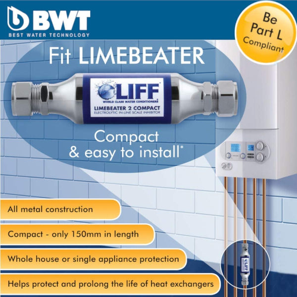 BWT LBC215V2 LIFF LIMEBEATER Compression Electrolytic Scale Conditioner, Chrome Finish