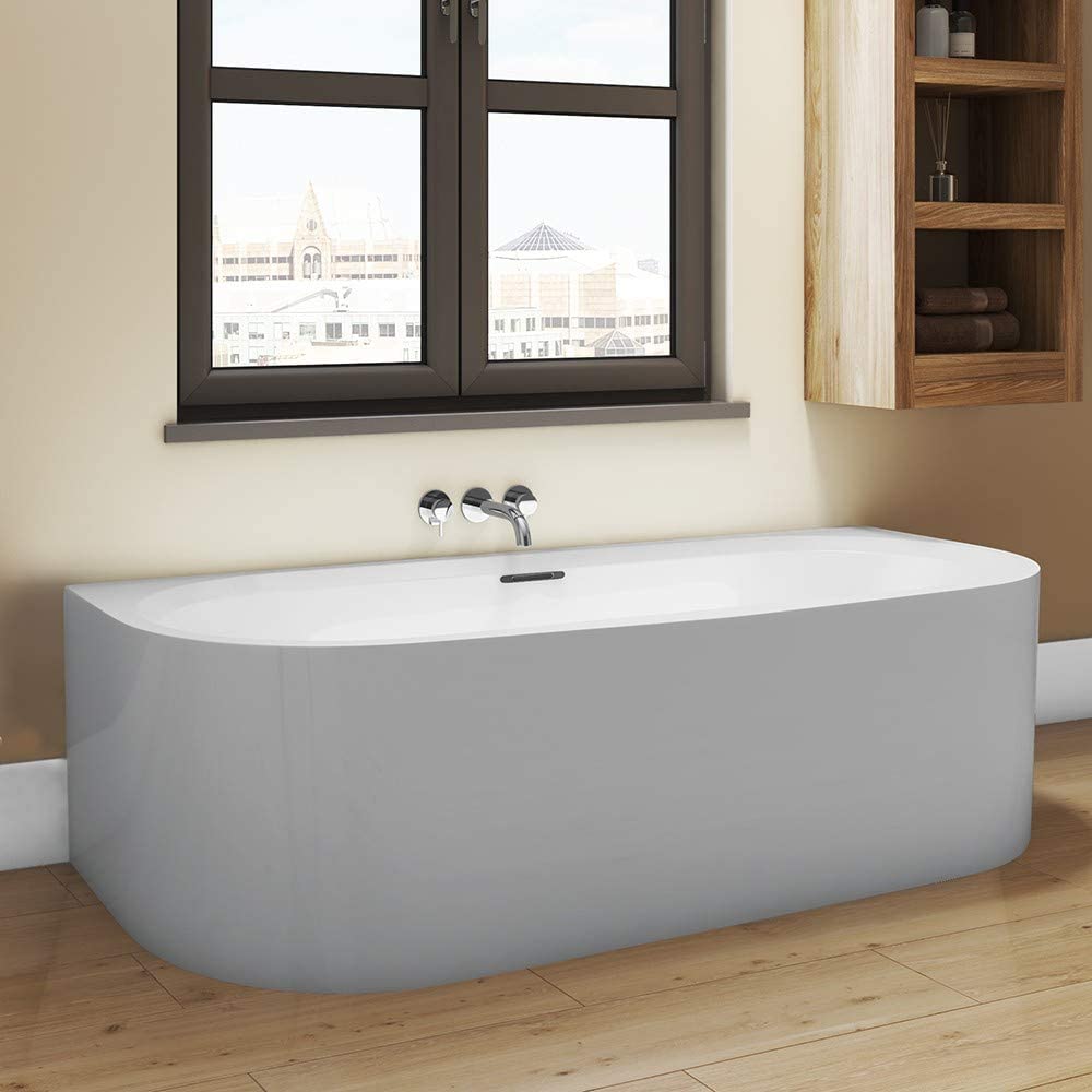 Synergy Balta 1800mm Modern Curved Back to Wall Bath