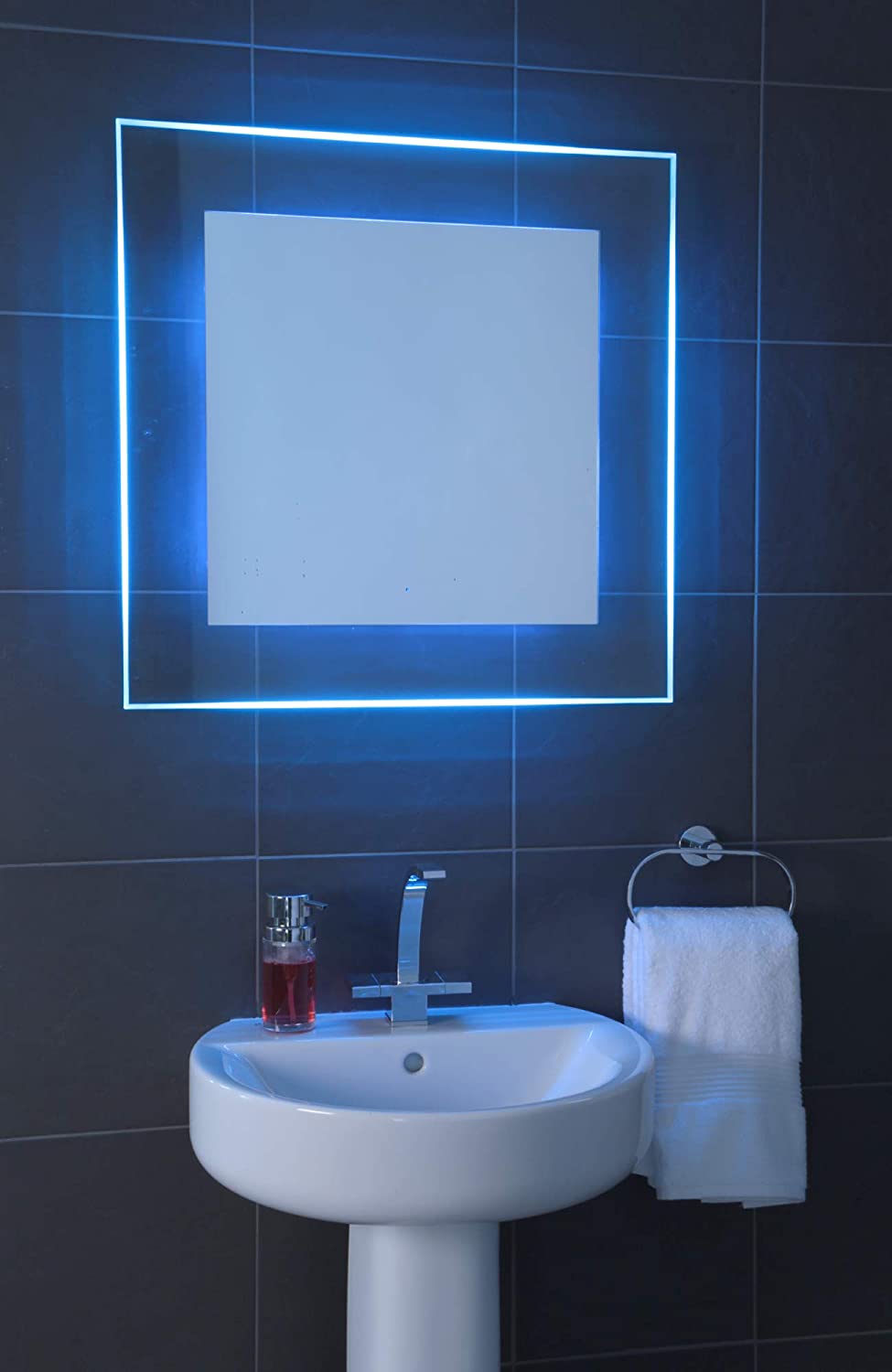 Croydex Oakley Colour Change Illuminated Mirror, Glass with Hang 'N' Lock