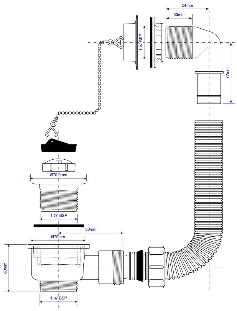 McAlpine 1å_" Bath Combined Waste and Overflow FBW2R-W