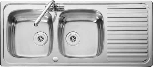 Leisure LR1160DB Top-Mount Kitchen Sink Rectangular Stainless Steel Sink – Kitchen Sinks (Top-Mount Kitchen Sink, Rectangular, Stainless Steel, Stainless Steel, 2 Bowls, Rectangular)