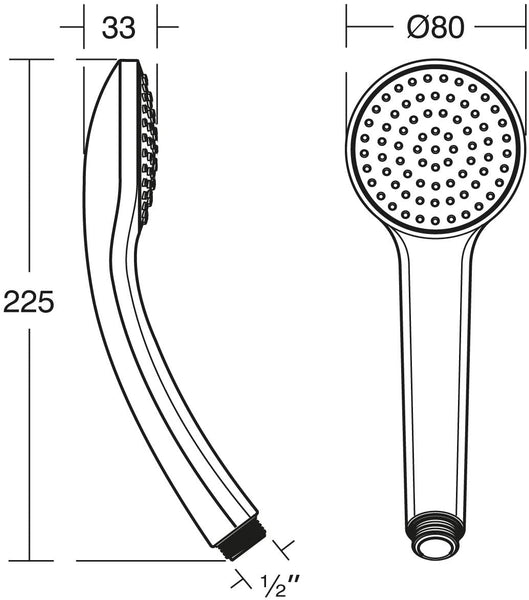 Ideal Standard Idealrain B9400AA Shower Head Single-Function Chrome Plated