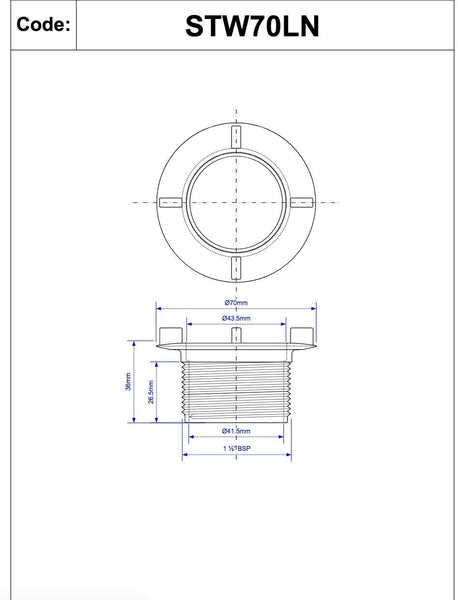 McAlpine 1̴_" 70mm Standard Locking Nut STW70LN