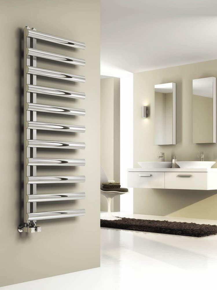 Reina Cavo Polished Stainless Steel Designer Heated Towel Rail 1230mm x 500mm Central Heating