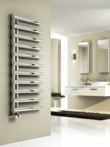 Reina Cavo Polished Stainless Steel Designer Heated Towel Rail 1230mm x 500mm Central Heating