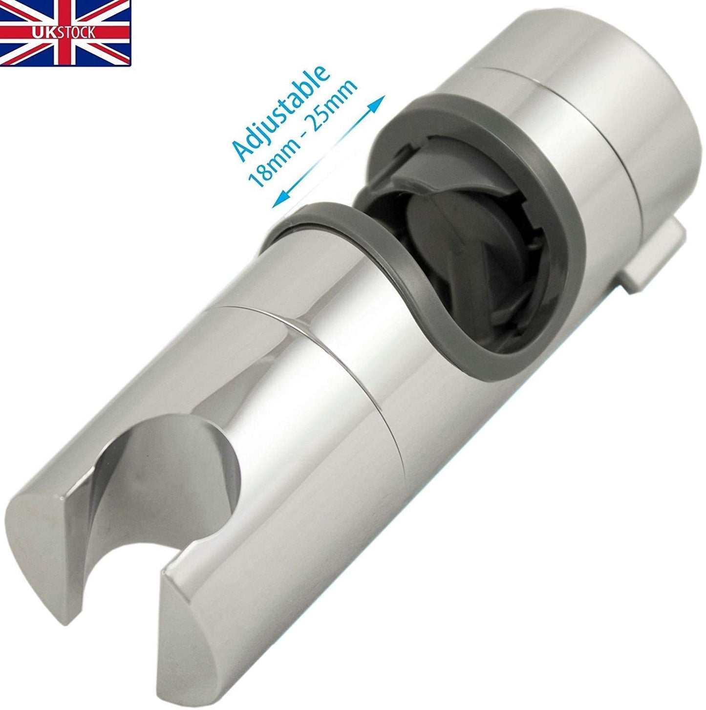 Chrome Shower Rail Head Slider Holder Adjustable 18mm to 25mm Universal Bracket