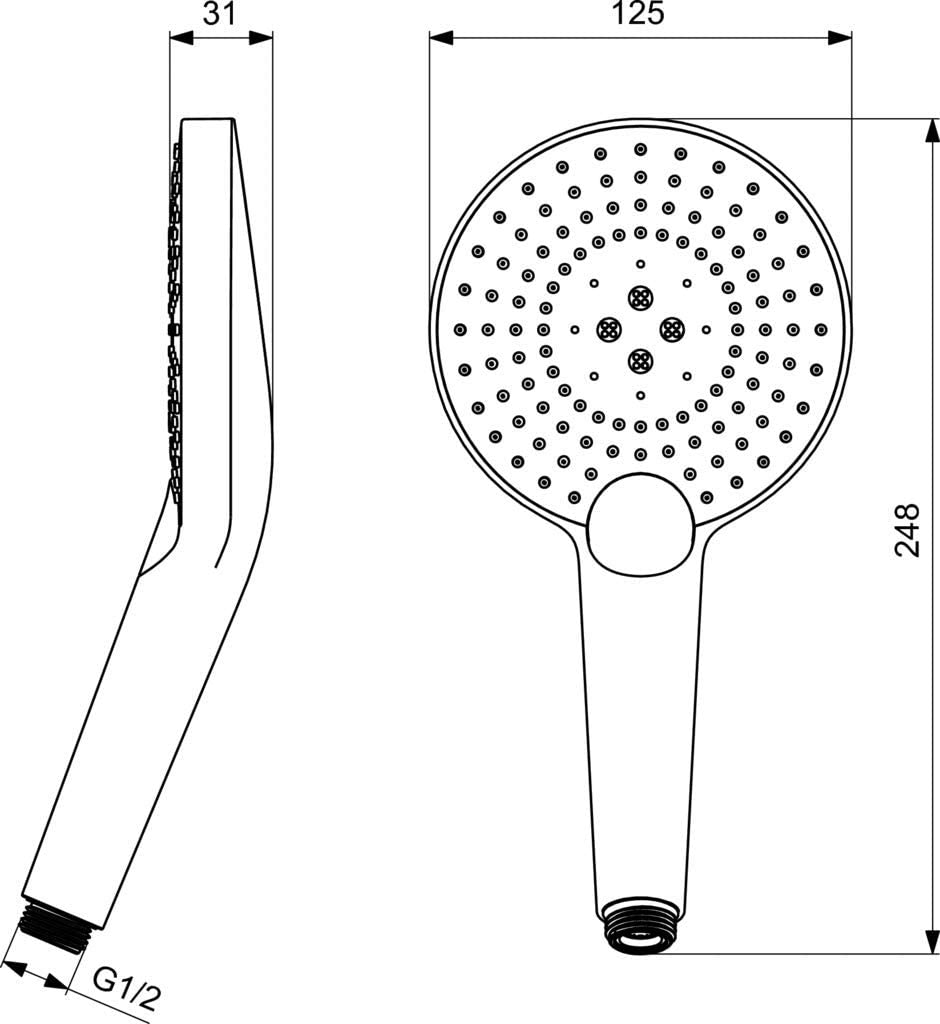 Ideal Standard B1759AA Idealrain EVO Jet Round Hand Shower, Diameter 125 mm, Chrome