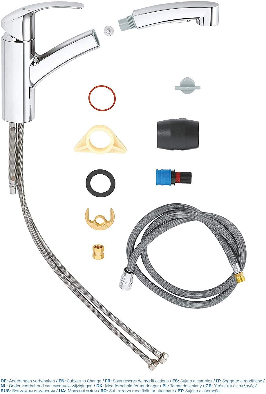 PJFU Eurosmart 30305000 Kitchen Sink Mixer Tap with Removable Dual Rinse Spray Chrome