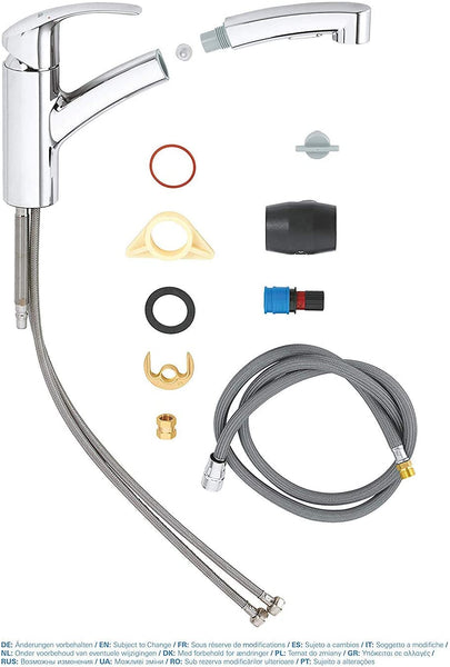 PJFU Eurosmart 30305000 Kitchen Sink Mixer Tap with Removable Dual Rinse Spray Chrome