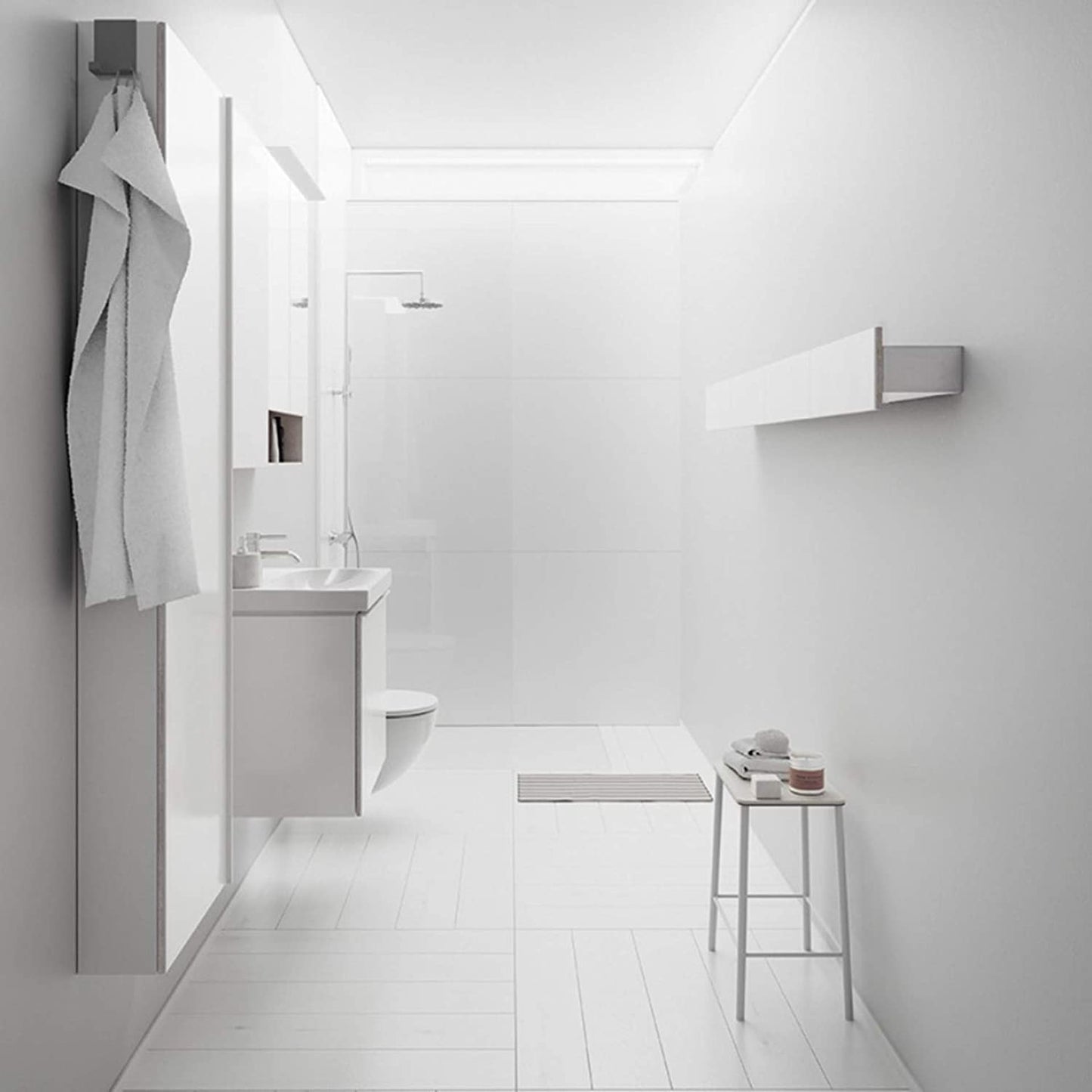 Geberit Acanto wall board 500617, 450x148x160mm, Colour (front/body): glass white/white high gloss lacquered - 500.617.01.2