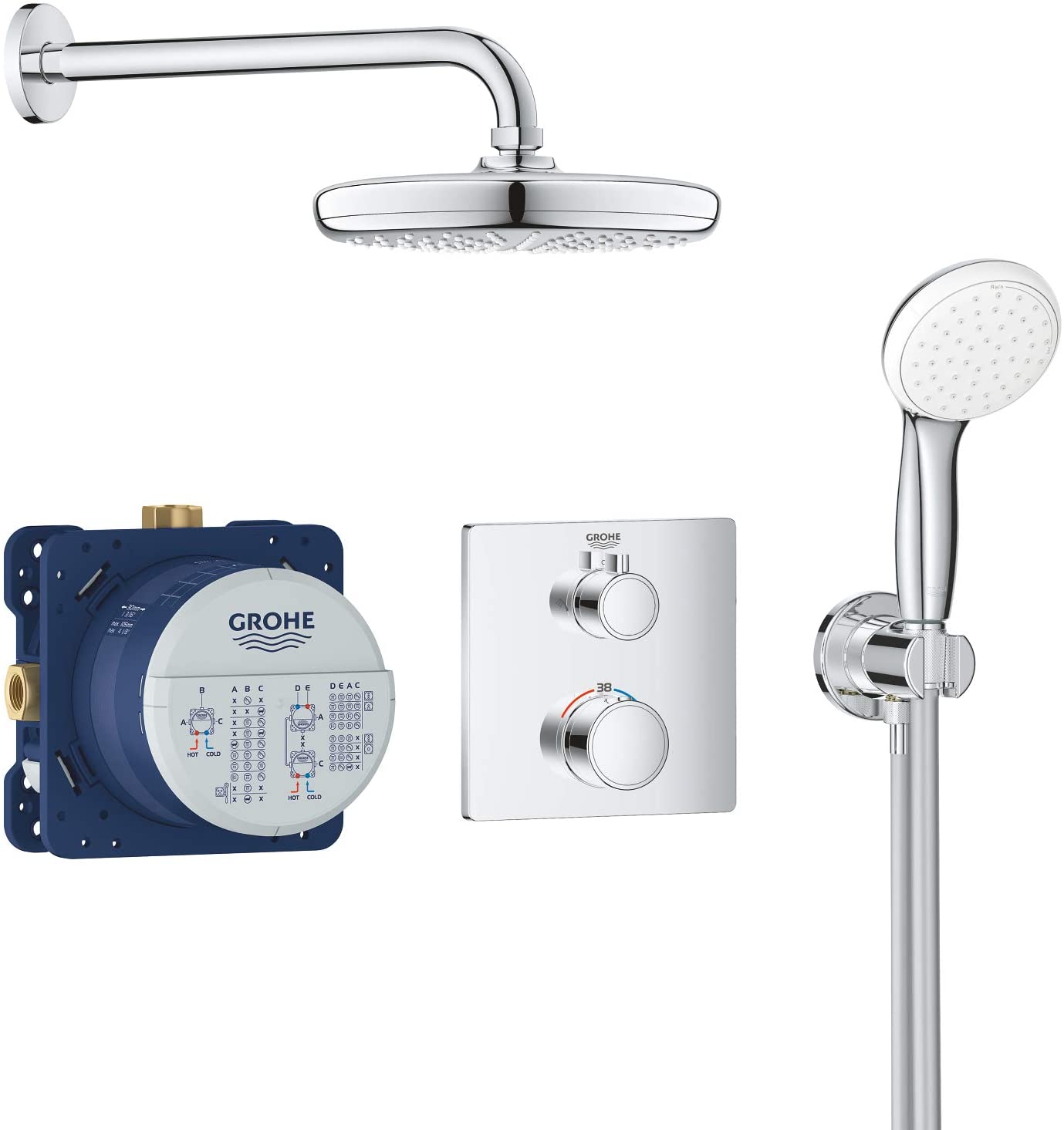 Grohe 34727000 Flush-Mounted Shower System with Tempesta 210 Chrome