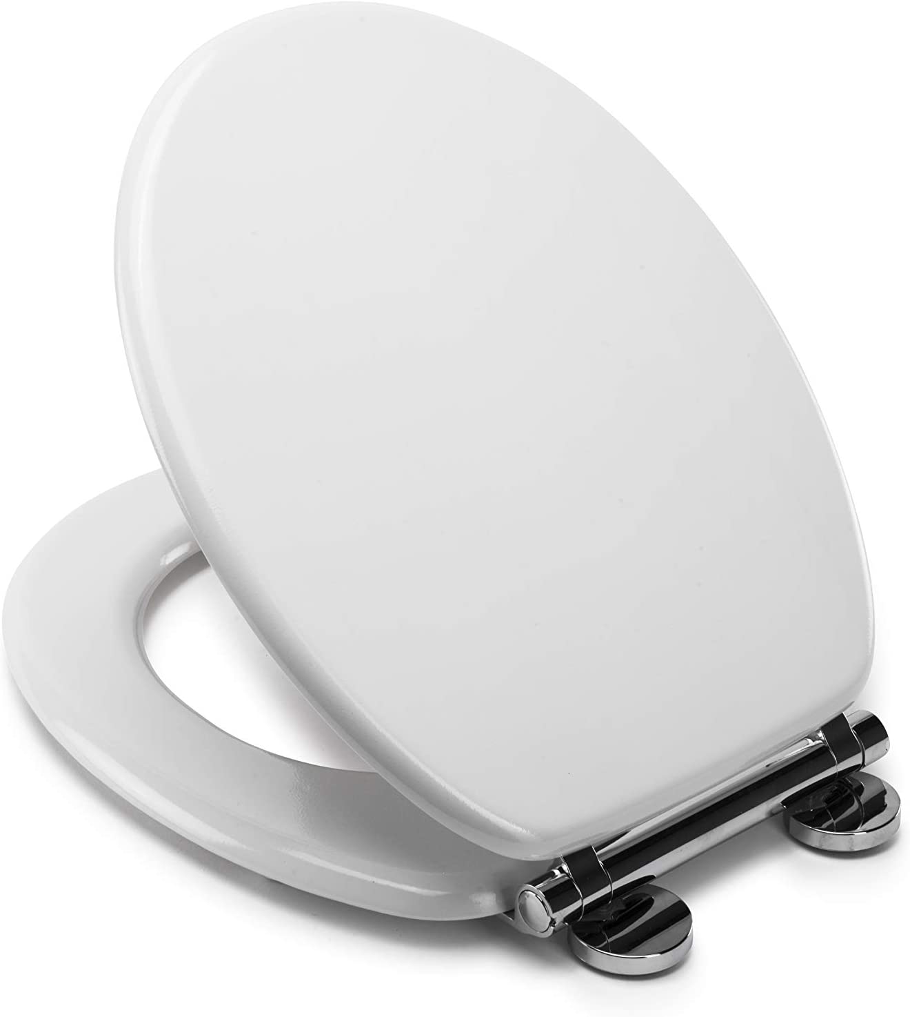 Croydex Flexi-Fix Lucerne Always Fits Never Slips Slow Close Toilet Seat, Wood, White, 45 x 37.8 x 6 cm