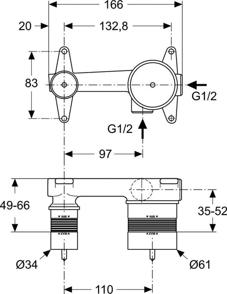 Ideal Standard Strada 1åÊFlush Mounting Kit for Wall-Mounted Wash Basin Tap