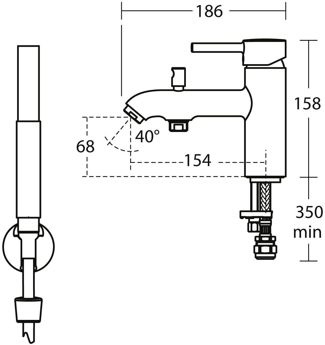 Ideal Standard BC191AA Ceraline one tap Hole Bath Shower Mixer, Chrome