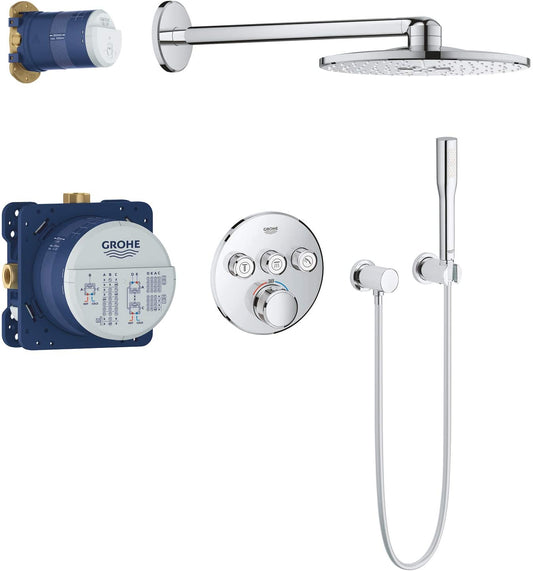 GROHE 34705000 Round Grohtherm Smart Control Perfect Set with Rain Shower 310, Chrome