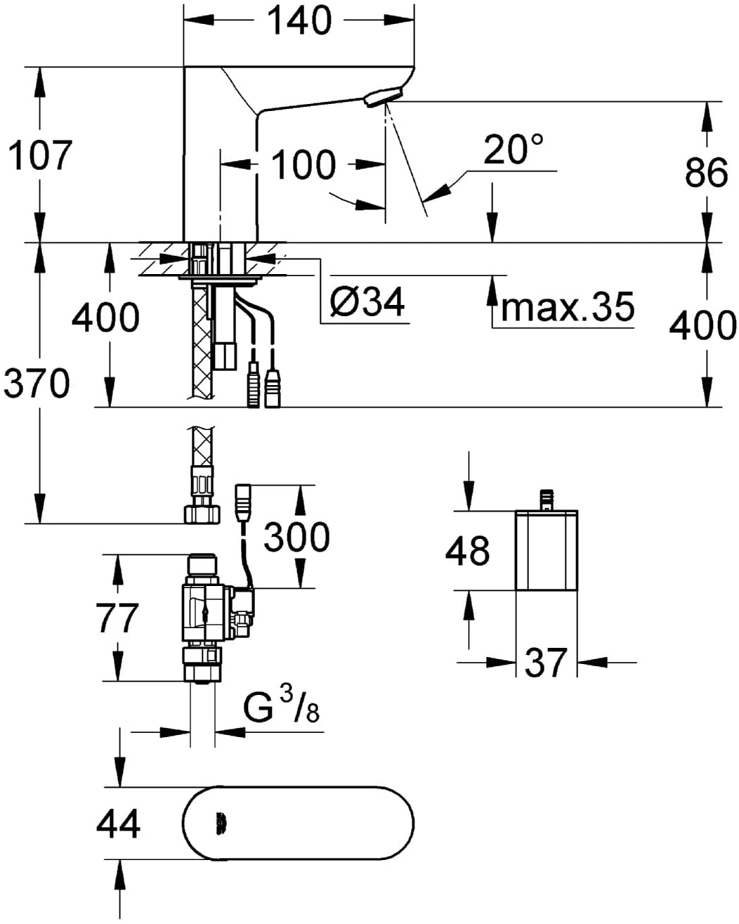 GROHE 36271000 | Euroeco Infrared Basin Tap