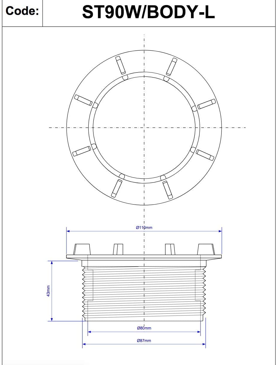 McAlpine Long Waste for 90mm Shower Traps ST90W/BODY-L