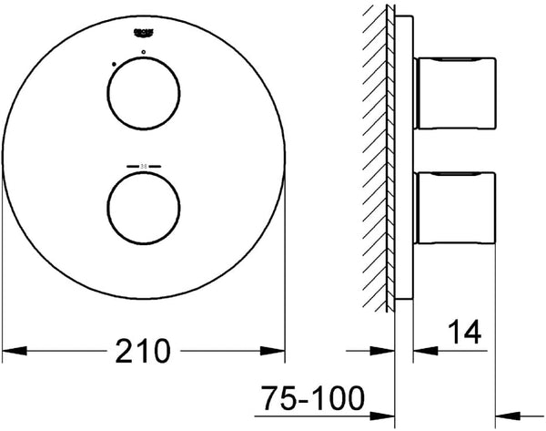 GROHE  Grohtherm 3000 Cosmopolitan Thermostatic Shower Trim for Rapido T-Concealed Thermostat - chrome
