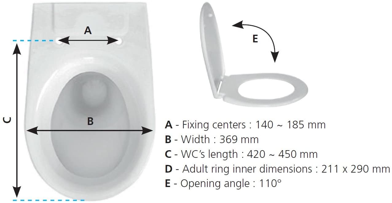 SIAMP 95900210" Esterel Classic Toilet Seat, White