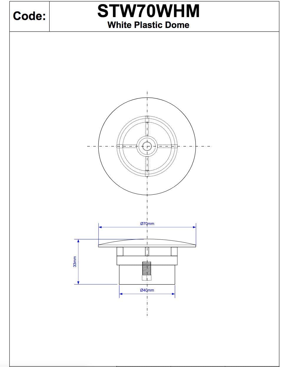 McAlpine 1̴_" Mushroom Flange for Trap 70mm White Plastic STW70WHM