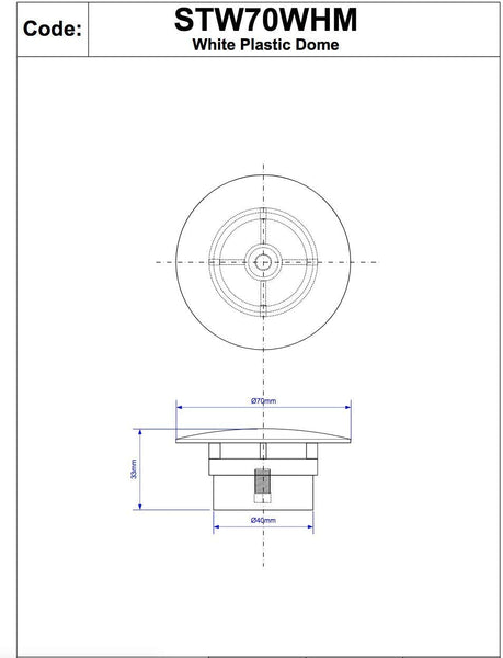 McAlpine 1̴_" Mushroom Flange for Trap 70mm White Plastic STW70WHM