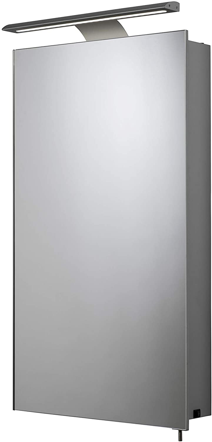 Croydex WC147769E Jefferson Single Door Illuminated Cabinet, Aluminium