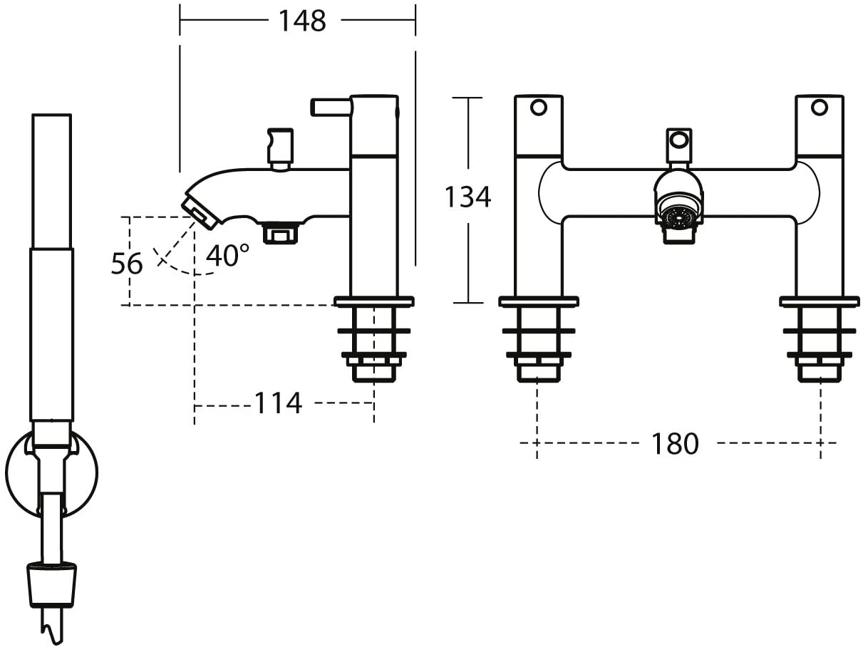 Ideal Standard BC189AA Ceraline Two tap Hole Bath Shower Mixer, Chrome
