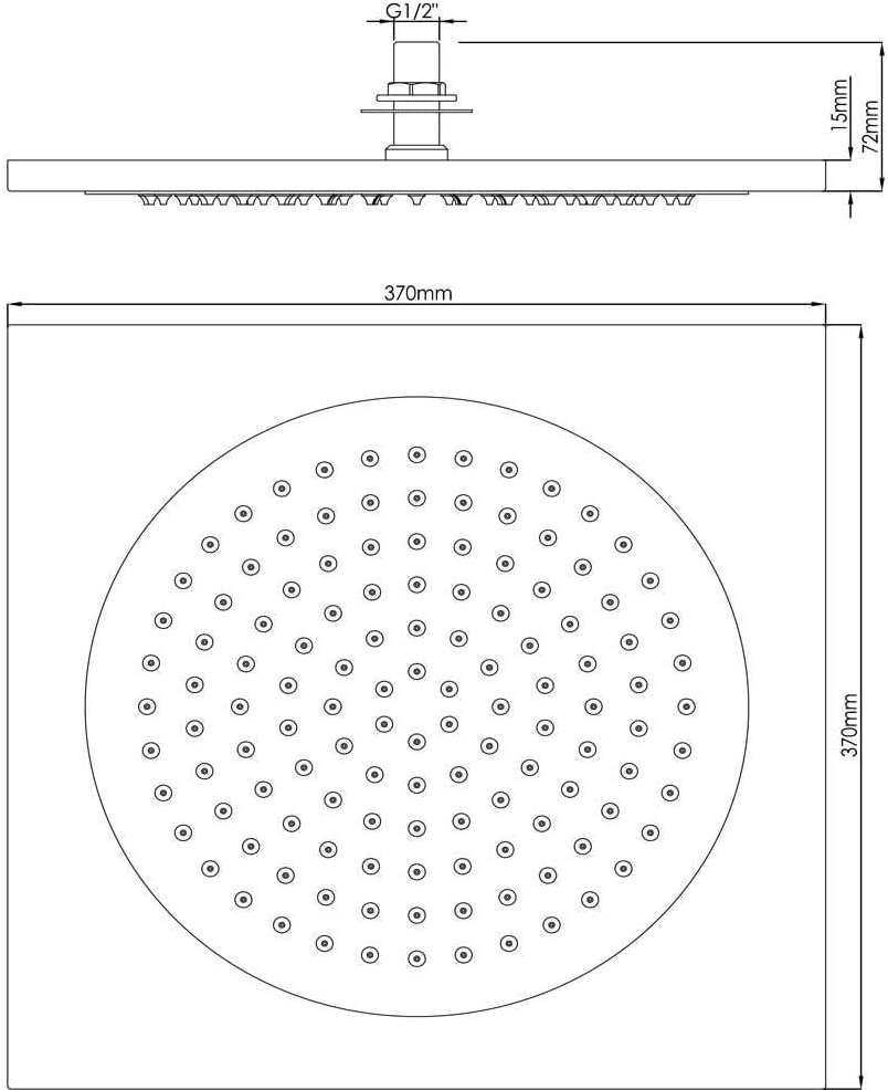 Synergy Ceiling 370 x 370mm Shower Head