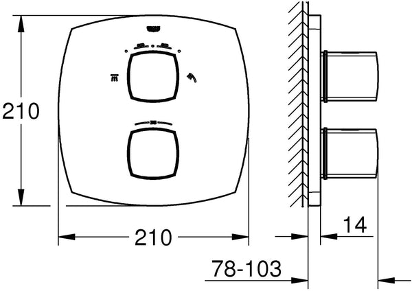 GROHE 19937000 Grandera Thermostatic Shower Mixer with Diverter (without Concealed Body Rapido)