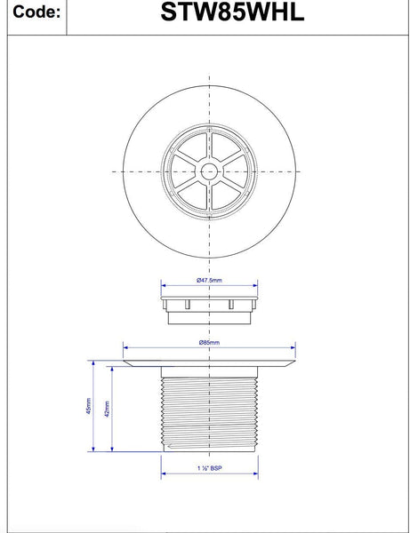 McAlpine 1å_" 29mm Long Shower Waste 85mm White Plastic STW85WHL