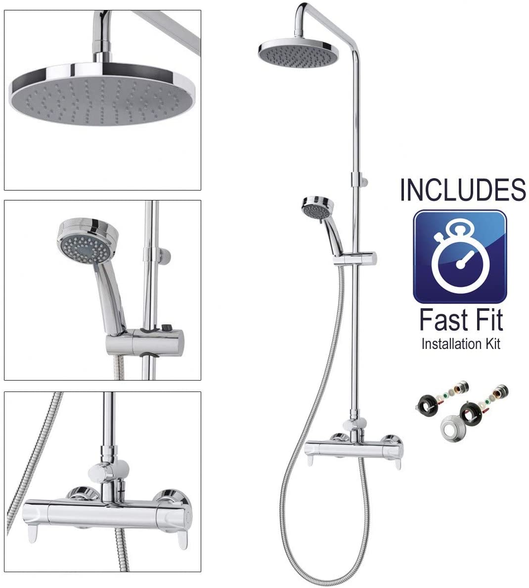 Triton Dene Diverter Thermostatic Lever Bar Mixer Shower Overhead Drencher
